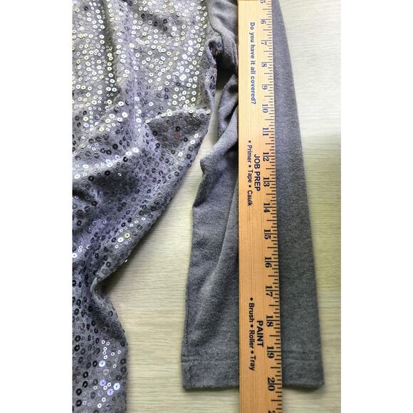 TOP/CARDIGAN-QUACKER FACTORY-Gray-One Piece Tank & Cardigan-Sequins-Size LRG - Picture 13 of 13